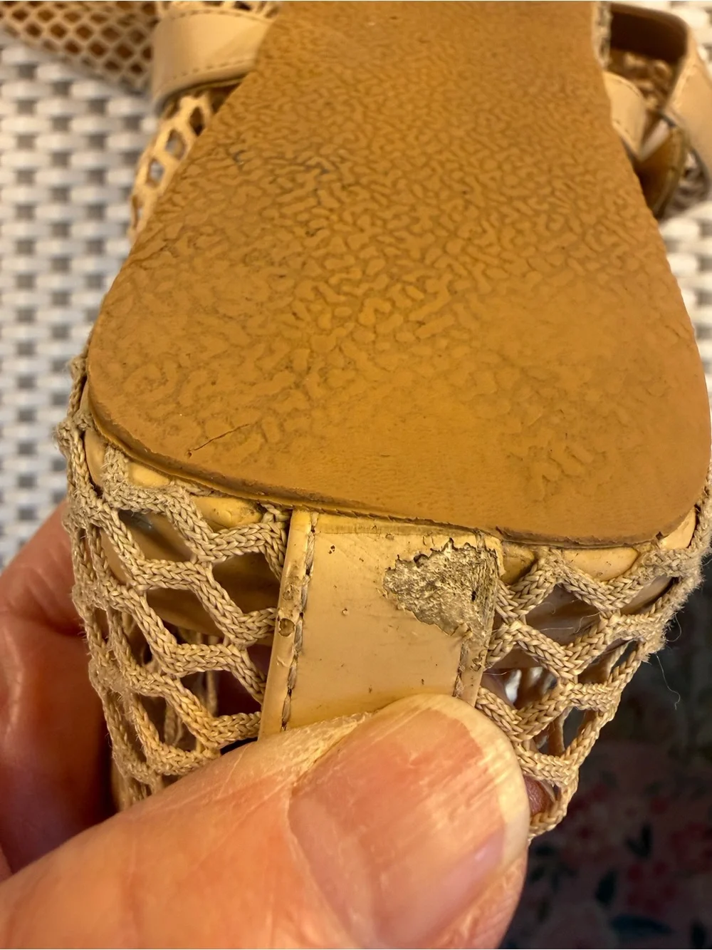 Women's Tan Mesh Mary Jane Flats